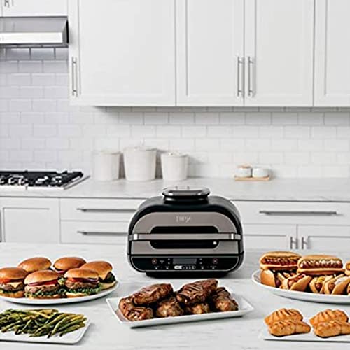Ninja Foodi 5 In 1 Indoor Grill and Air Fryer with Surround Searing, Removable Grill Gate, Crisper Basket, Cooking Pot, and Smoke Control System
