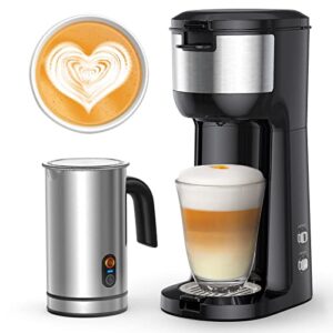 boly single serve coffee maker with milk frother combo, small coffee machine for k cups and ground coffee, cappuccino maker and latte machine