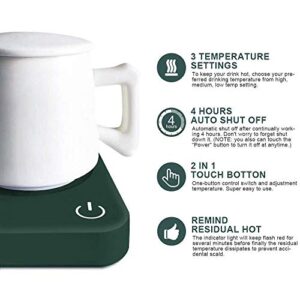 Mug Warmer for Desk, Coffee Mug Warmer with Auto Shut Off, ANBANGLIN Coffee Warmer for Coffee Milk Tea, Candle Wax Cup Warmer Heating Plate (Green-NO Mug)