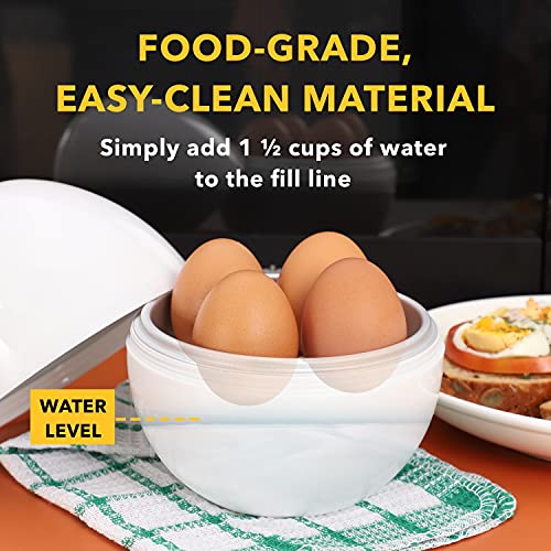 EggFecto Egg Cooker for Microwave - 4 Egg Capacity Microwave Egg Cooker for Hard Boiled Eggs | Food-Grade Soft, Medium and Hard Boiled Egg Cooker | Easy to Use Rapid Egg Boiler for Hard Boiled Eggs