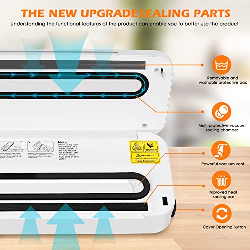 Vayepro Vacuum Sealer Machine, Automatic Seal a Meal Vacuum Sealer Machine,Bag Sealer, Multi Portable Vacuum Packing Machine for Home,Touch Desigh,Dry/Moist/Fresh Modes(10 Pcs Vacuum Sealer Bags)