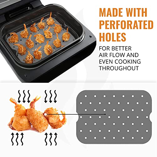 Air Fryer Accessories for Ninja Foodi Smart XL FG551 Reusable Liners with Air Fryer Recipe Book, Heat Resistant Mat for Ninja Foodi, Food Safe, Easy to Clean and Dishwasher Safe by INFRAOVENS