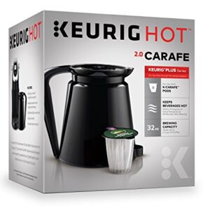 Keurig 2.0 Plastic Carafe 32oz Double-Walled with Easy-Pour Handle, Holds and Dispenses Up to 4 Cups of Hot Coffee, Compatible With Keurig 2.0 K-Cup Pod Coffee Makers, Black