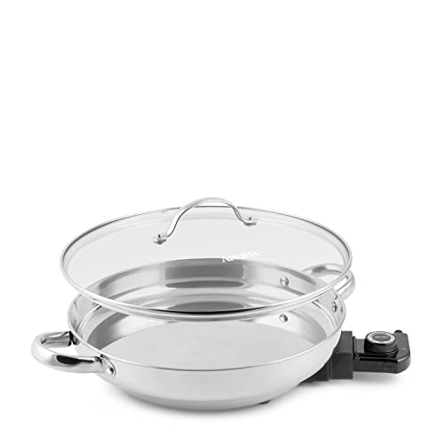 Aroma Housewares AFP-1600S Gourmet Series Stainless Steel Electric Skillet 11.8 inches