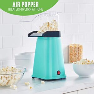 GreenLife Electric Popcorn Maker Hot Air Popper, Corn Kernal Measuring and Butter Melting Tray, Easy one Switch, Turquoise