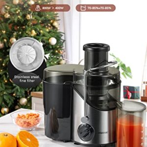 Juicer Machines, Juicers Extractor Easy to Clean, HOUSNAT Centrifugal Extractor Juicer 3 Speeds with Big Mouth 3" Feed Chute, Juicer Extractor for Fruits & Vegs, Electric Juicer with Anti-Slip, BPA-Free