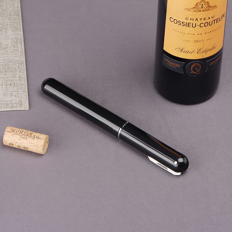 IPEROT Wine Opener, Air Pressure Wine Corkscrew With Cutting Wine Bottle Foil Knife, Is A Fun Won't Break Cork Easy Open Wine Bottle Opener (Black)