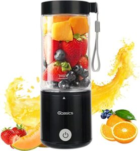 gbasics portable blender usb rechargeable, personal size blender for shakes and smoothies, strong cutting power with type-c and 6 blades, 14.2 oz mini juicer cup for sports, travel outdoors and kitchen…