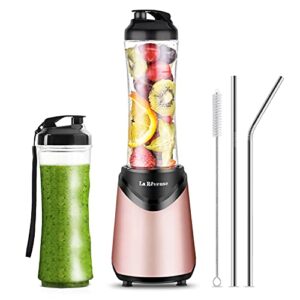la reveuse smoothie blender personal size 300 watts with 2 pieces 18 oz bpa-free travel sports bottles,grey (pink)