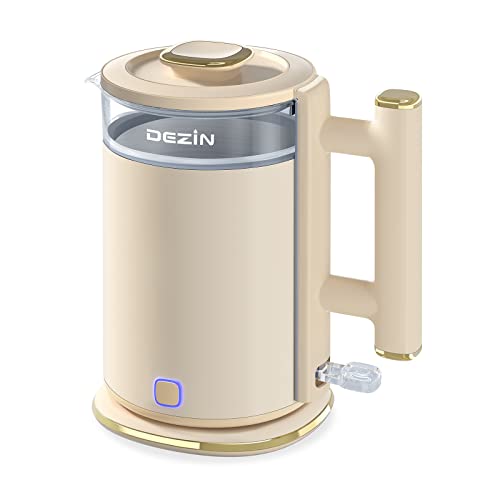 Dezin Electric Kettle, 1.5L BPA Free Double Wall Electric Water Kettle with Stainless Steel Filter, Borosilicate Glass Hot Water Boiler with Auto Shut Off & Boil Dry Protection Tech for Coffee, Tea