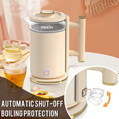 Dezin Electric Kettle, 1.5L BPA Free Double Wall Electric Water Kettle with Stainless Steel Filter, Borosilicate Glass Hot Water Boiler with Auto Shut Off & Boil Dry Protection Tech for Coffee, Tea