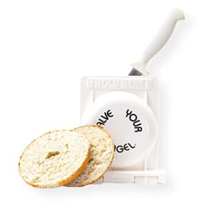 Halve Your Bagel Slicer Safely Cut Large, Medium, Small Bagels for Home Kitchens, Coffee Shops Easy to Use White Plastic Bagel Slicers