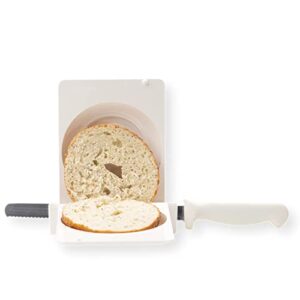 Halve Your Bagel Slicer Safely Cut Large, Medium, Small Bagels for Home Kitchens, Coffee Shops Easy to Use White Plastic Bagel Slicers