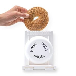 Halve Your Bagel Slicer Safely Cut Large, Medium, Small Bagels for Home Kitchens, Coffee Shops Easy to Use White Plastic Bagel Slicers