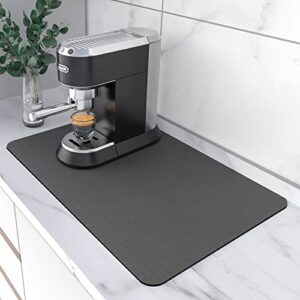 coffee maker mat for countertops: coffee mat absorbent coffee bar mat for kitchen hide stain rubber backed, 12″ x 17″ coffee bar accessories fit under coffee machine coffee pot appliance mats (grey)