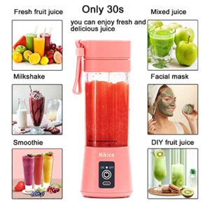 Portable Blender,Personal Size Blender Juicer Cup,Smoothies and Shakes Blender,Handheld Fruit Machine,Blender Mixer Home (pink)
