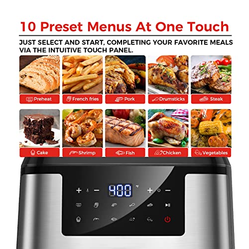 Airfryer XL Air Fryers Large Air Fryer 8QT Smart Digital Air Fryer with Basket Oilless Electric Cooker with LED Touchscreen 10 Presets Auto Shut Off