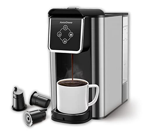 JoooDeee Single Serve 3 in 1 Coffee Brewer Coffee Maker with 50 oz. Reservoir, K-Cup Pods Compatible & Ground Coffee Tea Pods, Touch-Screen, 3 Brewing Options