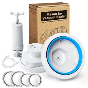 mason jar vacuum sealer sealing kit, food vacuum sealer food canning jar protector jars sealer for regular & wide mouth mason jars, compatible with vacuum sealer & manual vacuum pump