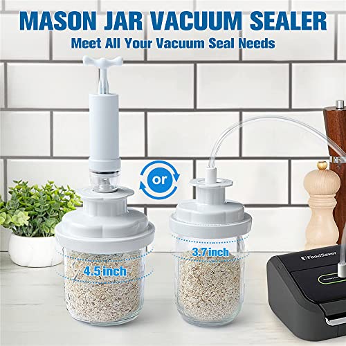 Mason Jar Vacuum Sealer Sealing Kit, Food Vacuum Sealer Food Canning Jar Protector Jars Sealer for Regular & Wide Mouth Mason Jars, Compatible with Vacuum Sealer & Manual Vacuum Pump