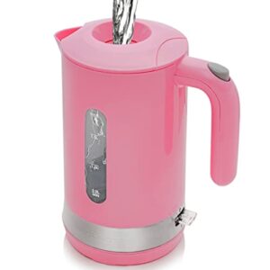 ovente electric kettle, 1.8 liter with prontofill lid 1500 watt bpa-free fast heating element with auto shut-off & boil dry protection, instant hot water boiler for coffee & tea, pink kp413p