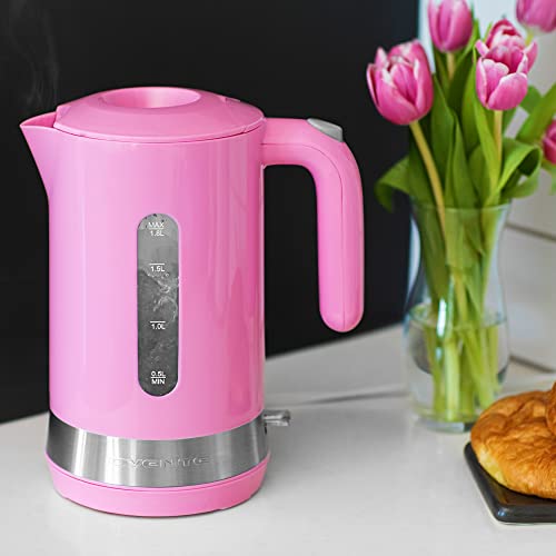 Ovente Electric Kettle, 1.8 Liter with Prontofill Lid 1500 Watt BPA-Free Fast Heating Element with Auto Shut-Off & Boil Dry Protection, Instant Hot Water Boiler for Coffee & Tea, Pink KP413P