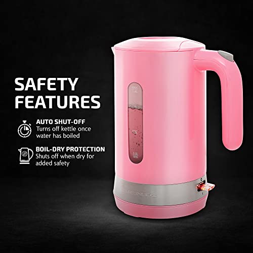 Ovente Electric Kettle, 1.8 Liter with Prontofill Lid 1500 Watt BPA-Free Fast Heating Element with Auto Shut-Off & Boil Dry Protection, Instant Hot Water Boiler for Coffee & Tea, Pink KP413P