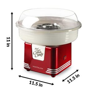 Nostalgia Retro Countertop Cotton Candy Maker, Vintage Candy Machine for Hard Candy & Flossing Sugar, Includes 2 Reusable Cones and Scoop, Retro Red