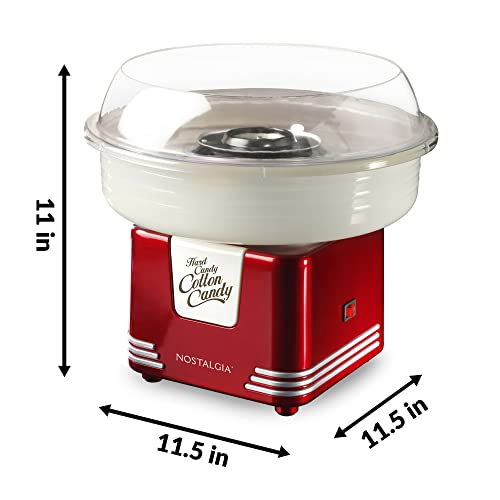 Nostalgia Retro Countertop Cotton Candy Maker, Vintage Candy Machine for Hard Candy & Flossing Sugar, Includes 2 Reusable Cones and Scoop, Retro Red