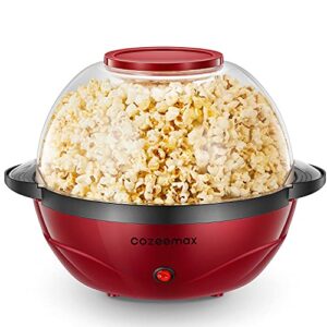 popcorn machine, 2 in 1 popcorn popper maker, 6 quart/24 cup, nonstick plate, 850w electric stirring with quick-heat technology, cool touch handles, thicken transparent cover, dishwasher safe