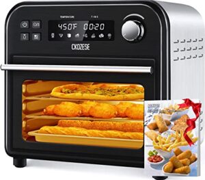 ckozese 6-slice toaster oven air fryer-air fry, grill, dehydrate, roast, broil, bake, pizza, 8-in-1 convection oven countertop, up-down 6 rapid quartz heaters, 450℉, small footprint, 45 recipes…