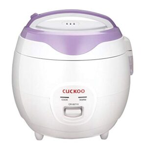 Cuckoo CR-0671V 6 Cup Basic Electric Rice Cooker and Warmer, Nonstick Inner Pot, White/Purple