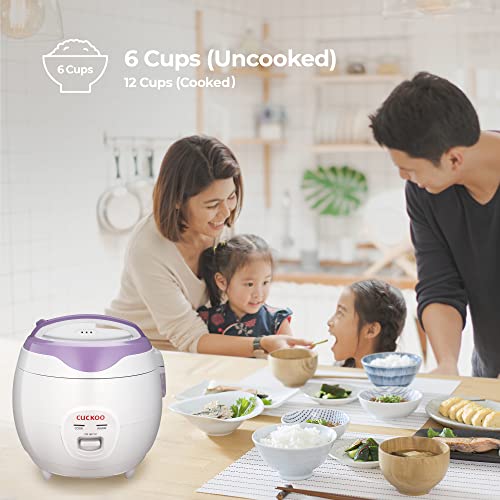 Cuckoo CR-0671V 6 Cup Basic Electric Rice Cooker and Warmer, Nonstick Inner Pot, White/Purple