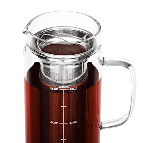 BTaT- Cold Brew Coffee Maker, 1.5 Quart,48 oz Iced Coffee Maker, Iced Tea Maker, Airtight Cold Brew Pitcher, Coffee Accessories, Cold Brew System, Cold Tea Brewing, Coffee Gift