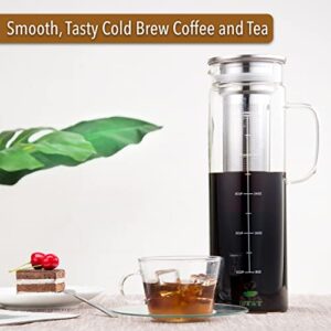 BTaT- Cold Brew Coffee Maker, 1.5 Quart,48 oz Iced Coffee Maker, Iced Tea Maker, Airtight Cold Brew Pitcher, Coffee Accessories, Cold Brew System, Cold Tea Brewing, Coffee Gift