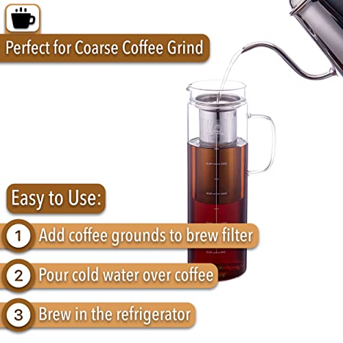 BTaT- Cold Brew Coffee Maker, 1.5 Quart,48 oz Iced Coffee Maker, Iced Tea Maker, Airtight Cold Brew Pitcher, Coffee Accessories, Cold Brew System, Cold Tea Brewing, Coffee Gift