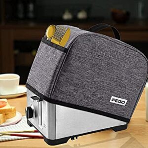 iFedio 2 Slice Toaster Cover with Two Pockets for Storing knife,Grey