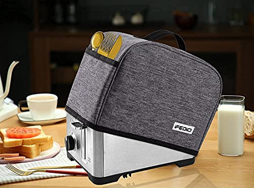 iFedio 2 Slice Toaster Cover with Two Pockets for Storing knife,Grey