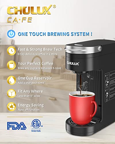 CHULUX Single Serve Coffee Maker, Mini Coffee Maker Compact Coffee Machine, Single Cup Coffee Maker for Kitchen Office Travel Coffee Brewer