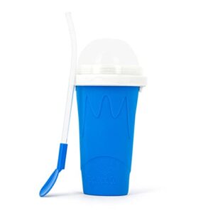 slushy maker ice cup travel portable double layer silica cup children’s adult slushy ice cup pinch cup hot summer cooler smoothie silicon cup pinch into ice (blue)