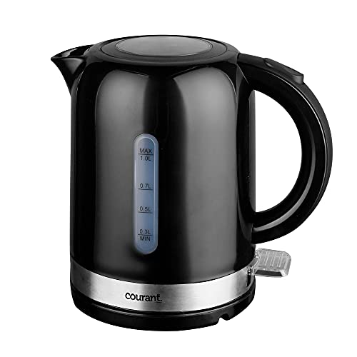 Courant COUKEP102K 1-Liter Electric Kettle Cordless with LED Light, 1000W Power, Automatic Safety Shut-Off, Perfect for Tea / Coffee /Hot Chocolate/ Soup/ Hot Water, Black Color