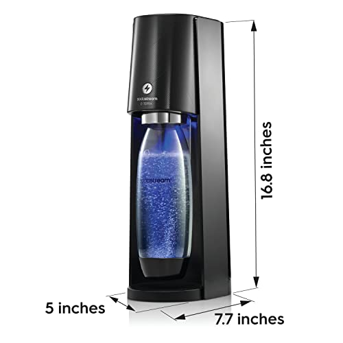 SodaStream E-TERRA Sparkling Water Maker Bundle (Black), with CO2, Carbonating Bottles, and bubly Drops Flavors