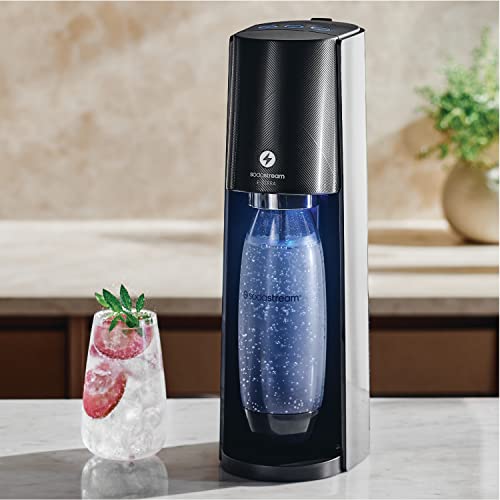 SodaStream E-TERRA Sparkling Water Maker Bundle (Black), with CO2, Carbonating Bottles, and bubly Drops Flavors