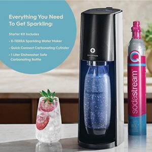 SodaStream E-TERRA Sparkling Water Maker Bundle (Black), with CO2, Carbonating Bottles, and bubly Drops Flavors