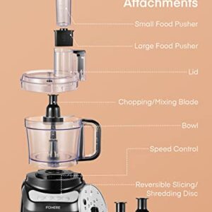 FOHERE Food Processor, 12 Cup, 4 Functions for Chopping, Slicing, Purees & Dough, Black