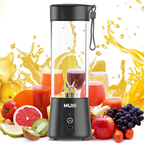 Mulli Portable Blender,15Oz Mini Blender for Fruit Smoothies and Shakes ,USB Rechargeable Mixer for Baby Food,Gym,Travel