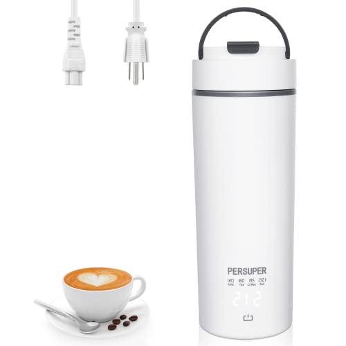 PERSUPER Portable Kettle Electric Travel Kettle 400ML Fast Boil Auto Shut-off Coffee Tea Kettle Keep Warm Function Dry Protection 316 Stainless Steel 450ML(max)