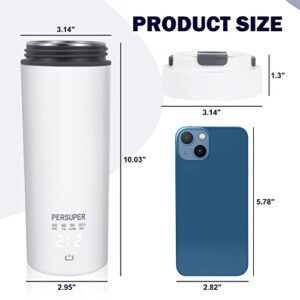 PERSUPER Portable Kettle Electric Travel Kettle 400ML Fast Boil Auto Shut-off Coffee Tea Kettle Keep Warm Function Dry Protection 316 Stainless Steel 450ML(max)