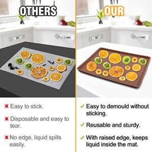6 Pcs Silicone Dehydrator Sheets with Edge for 14" x 14" Trays, Non-stick Silicone Tray Liner for Excalibur Dehydrator, Reusable Dehydrator Mats Square Dryer Mats for Fruits Meat Vegetables Herbs