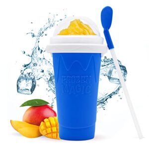 slushy cup slushie cup maker, slushy maker cup magic frozen squeeze ice cup tiktok cool stuff,slushie cups with lids and straws,slush cup summer homemade diy smoothies slushies cups slushy machines (blue)